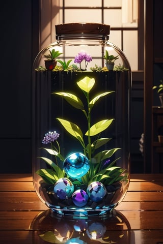 Art in the glass ball, there are all kinds of flowers in the glass ball, no humans, leaves, plants, flowers of various colors, still life, professional photography, ultra-high definition,