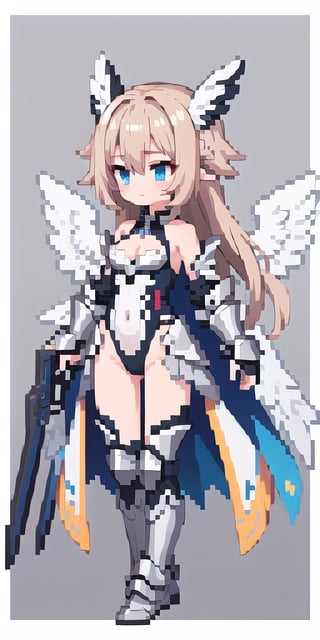 masterpiece,best_quality,(Seraph),,cleavage cutout,1girl,(long_hair),paladin,loli,white valkyrie,light-blue long hair,bare shoulder,leotard scale-armor,game character design reference ui