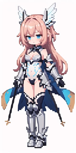 masterpiece,best_quality,(Seraph),,cleavage cutout,1girl,(long_hair),paladin,loli,white valkyrie,light-blue long hair,bare shoulder,leotard scale-armor,game character design reference ui