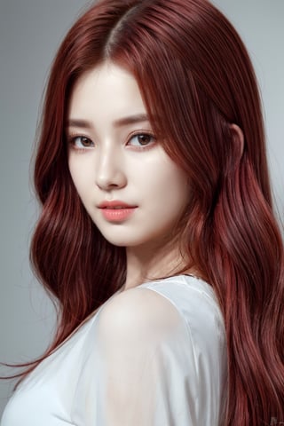 1girl,momoland nancy, ((red hair:1.2)),realistic,propotional body, perfect body,perfect lighting, balanced eyes, (Best quality details:1.2),realistic,8K High definition,Ultra Detailed,High quality texture,intricate details,detailed texture,finely detailed,high detail,extremely detailed,High quality shadow,Detailed beautiful delicate face,Detailed beautiful delicate eyes, beautifull 1girl, solo, dynamic pose, (smile:0.3), facing front, detailed face, detailed eyes,wanwan