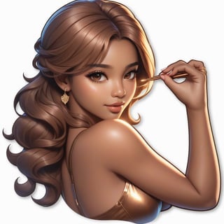 sticker, 1girl, girl, pretty, beautiful, ray tracing lighting, masterpiece, best quality, blank background, sexy, nsfw, lady, photorealistic, best details,fluttershysaidsyayyy, good hand, bronze colored skin, great hand, perfect hand