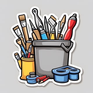 sticker, painter's tools, cartoon, contours