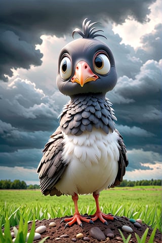 adorable chibi pixar style lapwing bird in the middle of the open field worried about the closed weather, dark clouds as a storm is brewing with a tornado behind, easter environment, photorealistic, cute, hdr, shaded, lens, focus on the rabbit , lighting, hyper-detailed, filigree, big round detailed eyes, detailed, adorable, Jean Baptiste Monk, Carol Buck, Tyler Edlin, Perfect Composition, Beautifully Detailed, Trending on Artstation, 8K Fine Art Photography, Photorealistic Conceptual Art, Volumetric Cinematic Perfect Light , Natural brightness and contrast, Chiaroscuro, Award-winning photography, Masterpieces, Digital Art, rafael, caravaggio, greg rutkowski, belle, bexinski, giger, children's fairy tale style, bright and vivid colors without saturation.