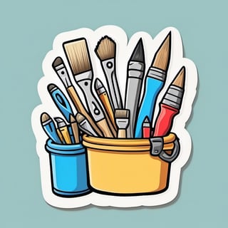 sticker, painter's tools, cartoon, contours