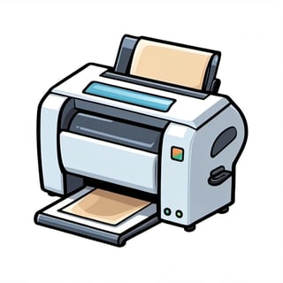 cartoon printer icon. Cartoon style, 30 degree tilt. White background.
