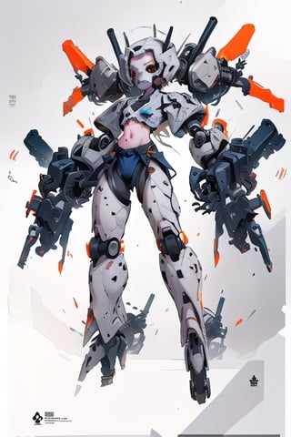1 girl,  short, photorealistic,super Wide hips, tiny waist, Hips,Tiny tits, small breasts,Petite,Wide hips,bright orange Mecha,((faceplate)),Hips,photorealistic, giant rail gun, bright,Mecha,Angel
