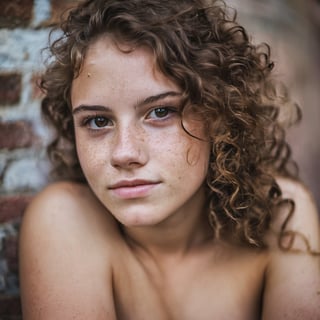 portrait of young 18yo cute lustful face French woman in curled up in a ball wearing jeans and ripped dirty  tshirt ,(dirty body:1.6), (messy hair:0.1)  ,(naked breast), (shot from distance) ,  low angle,  smile,   ,(sweat), (wet body),   sport dress,   depth of field, ( gorgeous:1.2), 
 Abandoned House, detailed face,  dark theme, Night, soothing tones, muted colors, high contrast, (natural skin texture, hyperrealism, soft light, sharp), (freckles:0.3), (acne:0.3),  Cannon EOS 5D Mark III, 85mm
