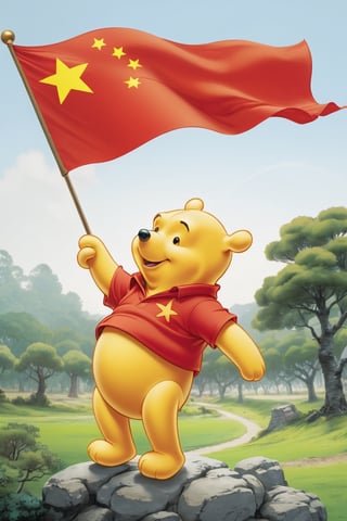 winnie the pooh, chinese flag