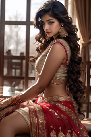 (((Stunningly Beautiful persian Princesss ))), elegant blue black updo hair, Janhvi Kapoor, Laetitia Casta, sweet smile, beautiful sexy pornstar, looking back,elaborate scene style, crystal glass lattice, glitter, transparent embroidered lace, realistic style, 8k,exposure blend, medium shot, bokeh, (cinematic),  (hyperdetailed:1.2),Realism,1 girl,girl portrait, boy,woman, ((princess pose)) ,very very big breast , multicolour ,   good anatomy,  best quality,  (((masterpiece))),  high quality,  realist,  best detailed,  details,  realist skin,  skin detailed,  underboobs,  beautiful  posing spreading legs, background lingerie shop, shopping mall, bras and panties,big_boobs , smile,    wearing bangles wearing adherence, wearing saffron paste on forehead,  , Realism, High detailed ,Sexy Big Breast,niples, showing full brest, naked, no cloths
),,undersized clothes,queenofmanedef,sari, face_in_assrecostado,AssRipple,lehenga choli indian saree(dressed in transparent saree)(wearing glitter graphics jewelry)big  ,Sexy Big Breast,nipple,bright light ,long_hair, Bokeh ,nsfw , indian ,gym, glowing lights, mood lights, , colourfull ,undersized bra, pussy, nude, stockings, lingerie panty dress, babydoll dress, dumbell in hands, wide sholder, sitting in squat positions ,More Detail,midjourney