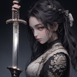 swordsman,1 girl,beautiful