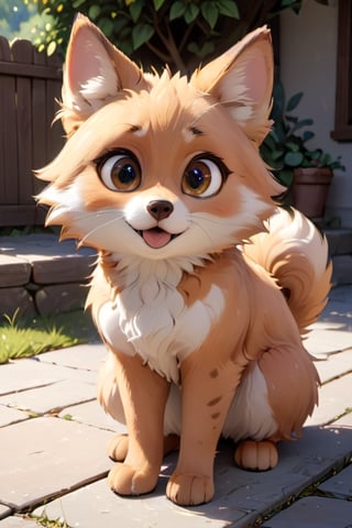 (extremely detailed and realistic CG rendering),best illumination,best shadow,an extremely delicate and beautiful,playfulness and loyalty,furry,adorable companion,expressive eyes,unique personality,cute accessories,outdoor setting,natural lighting