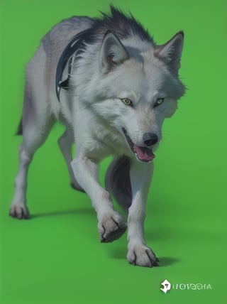 photo r3al,photorealistic,pure white wolf ,Animal,hooved legs, open mouth, angry face