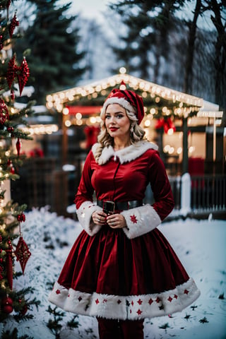 Midshot of MrsClaus, wearing a gorgeous MrsClaus outfit,happy_christmas_background