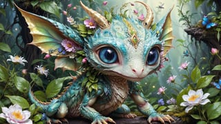 cute colorful magical  adorable baby mantis dragon mashup hybrid ,sparkles, Holographic filigree, reflective eyes, intricate extremely hyperdetailed, filigree, looks into the camera, big round detailed eyes, cute, adorable, cute, flowers,  very fluffy, detailed eyes, magic, surrealism, fantasy, digital art, by Ross Tran, lop-eared, Artgerm and James Jean, Brian Froud,  , Naimi Kanani intricate art masterpiece, golden ratio, intricate art station trend,highly detailed,ultra-high quality