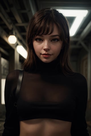 A stunning intricate full color portrait of (sks woman:1), wearing a black turtleneck, epic character composition, by ilya kuvshinov, alessio albi, nina masic, sharp focus, natural lighting, subsurface scattering, f2, 35mm, film grain