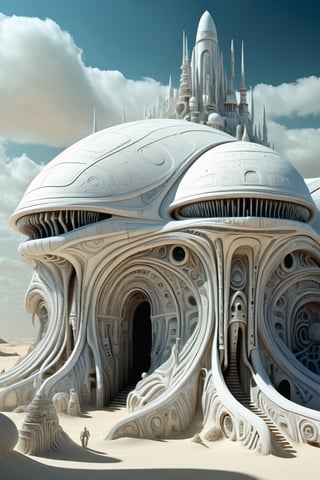by Roger Dean and H.R. Giger,  (ambient occlusion , Double Exposure but extremely beautiful:1.4), (intricate details, masterpiece, best quality:1.4), Futurism Art Style, dynamic, dramatic, erotic,  steampunk style, biomechanoid, more detail XL