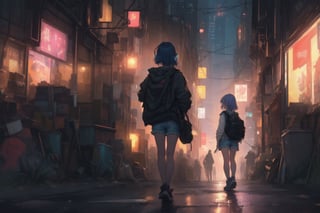 Official Art, Unity 8K Wallpaper, Extreme Detailed, Beautiful and Aesthetic, Masterpiece, Top Quality, perfect anatomy, 

Dreampolis, hyper-detailed digital illustration, cyberpunk, stranger things background theme , scared expression, 17 y. o. single girl headphones in the street, neon lights, lighting bar, city, cyberpunk city, film still, backpack, in megapolis, pro-lighting, high-res, masterpiece, looking_at_viewer, full body,neon photography style, visible legs, wearing jean shorts, visible face, detailed face,

a beautifully drawn (((ink illustration))) depicting, vintage, pink and blue accents, watercolor painting, concept art, (best illustration), (best shadow), Analog Color Theme, vivid colours, contrast, smooth, sharp focus, scenery, 

(Pencil_Sketch:1.2,masterpiece, midjourney, best quality, incredibly absurdres, messy lines,high detail eyes,More Detail,perfect light,portrait, ,more detail XL,Ukiyo-e
