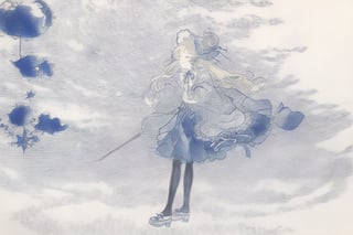 Official Art, Unity 8K Wallpaper, Extreme Detailed, Beautiful and Aesthetic, Masterpiece, Top Quality, perfect anatomy, 

1girl, solo, long hair, bangs, blonde hair, dress, bow, ribbon, holding, jewelry, standing, full body, closed eyes, pantyhose, frills, shoes, blunt bangs, star \(symbol\), blue dress, umbrella, moon, frilled dress, crescent, star \(sky\), lolita fashion, holding umbrella, petticoat, crescent moon, bonnet, constellation, blue theme,

a beautifully drawn (((ink illustration))) depicting, vintage, indigo and purple accents, watercolor painting, concept art, (best illustration), (best shadow), Analog Color Theme, vivid colours, contrast, smooth, sharp focus, scenery, 

(Pencil_Sketch:1.2,masterpiece, midjourney, best quality, incredibly absurdres, messy lines,high detail eyes,More Detail,perfect light,portrait, ,more detail XL,Ukiyo-e