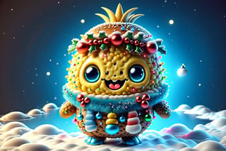 blue humanoid ananas with smiling face, 8k quality, christmas athmosphere, digital art,High detailed ,Illustration,Gingerbread_House,ral-chrcrts,moonster