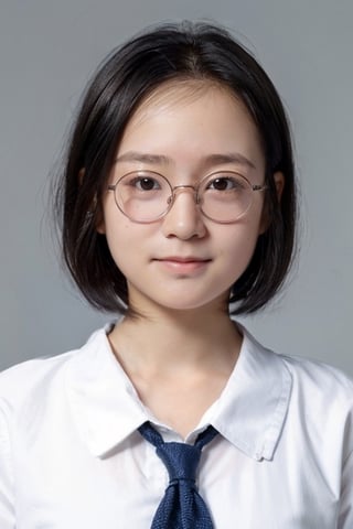 (baby face:1.4),
((small eyes, droopy eyes, sleepy-eyed, single eyelid, narrow one’s eyes):1.3),
(round thick glasses:1.3),
japanese, cute, 16yo, smile,
freckled skin, without makeup,