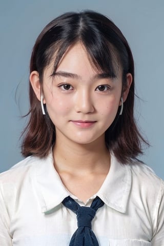 japanese, 15yo, 
little smile,rustic face,chubby face,
kinky hair,
(round face:1.6),
freckled skin,pimple,
without makeup,
school uniform, 
