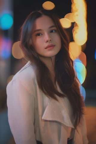  aesthetic portrait, 1girl,solo, long hair, bokeh, depth of field, cinematic, nighttime ,aesthetic portrait,b3rli,ch3ls3a