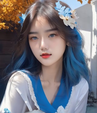 hyperrealistic, award-winning, raw photo, death knight as a 19-years-old ethereal breathtakingly glamorous japanese idol, porcelain skin tone, translucent skin texture, large eyes, detailed face, perfect face, symmetric face, DonMD34thKn1gh7XL, runeblade, photo_b00ster, glowing blue rune, ink alcohol style, medium shot, concept art, a fusion with Violet,beauty,pretty girl,Fuj1