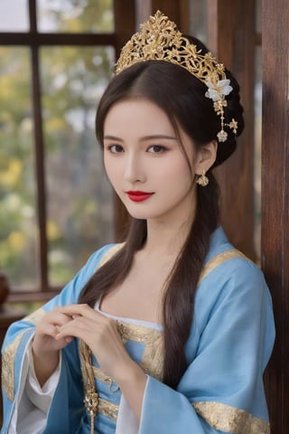 (ultra realistic,best quality),photorealistic,Extremely Realistic,in depth,cinematic light,hubggirl,

BREAK

HUBG_Rococo_Style(loanword), 1girl, hanfu, Portrait of noble and graceful goddess, dressed in blue and gold, elaborate coiffure hairstyle, dark hair, decoration, 16K, UHD, HDR, Brilliant scene with bright lights, mist, numerous decorations, joyful atmosphere, light smile,

BREAK

dynamic poses, particle effects, perfect hands, perfect lighting, vibrant colors, intricate details, high detailed skin, intricate background, realistic, raw, analog, taken by Sony Alpha 7R IV, Zeiss Otus 85mm F1.4, ISO 100 Shutter Speed 1/400, Vivid picture, More Reasonable Details
