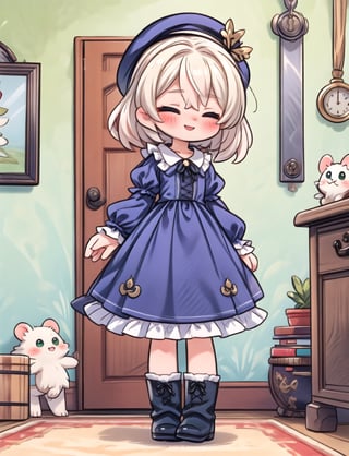 score_9, score_8_up, score_7_up, score_6_up, score_5_up, score_4_up, BREAK, source_anime,
room, indoor, toon, ratong_safe

1 girl, dress, wearing cute dress, boots, ((frilled dress)), blush, nervous smile, open eyes, wearing green dress, beautiful, full body, hat, dinamic pose, long dress, black boots, (frilly skirt), striped socks
