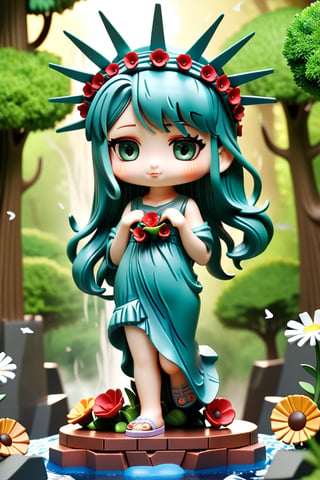 masterpiece, best quality, 
The statue of Liberty,
1girl, flowers, forest, ,chibi,more detail XL