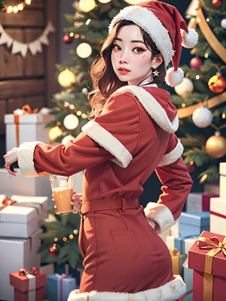 Dahyun, cowboy_shot, realistic, high_resolution, christmas,