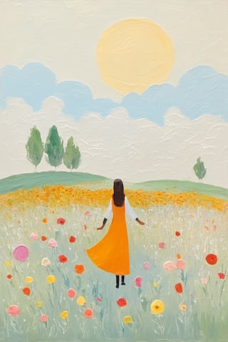 flowers, fox, 1girl, grassland, freedom, soul, digital illustration, approaching perfection, dynamic, highly detailed,  artstation, concept art, sharp focus, in the style of artist like Gustav Klimt, artistic oil painting stick,masterpiece,artistic oil painting stick, artistic oil painting, vibrant colors, abstract paintings, abstract, minimalistic, masterpice, ,in the style of kazimir malevich