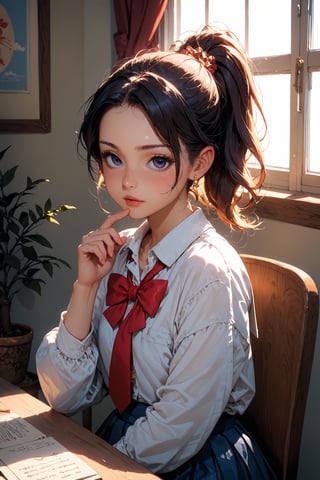 score_9, score_8_up, score_7_up, score_9, score_8_up, score_7_up,Masterpiece, highest quality,1girl, beautiful girl,young,tiny_girl,cute,japanese,ponytail, indoors, Japanese school uniform,masturbation, shyness,staring_at_viewer