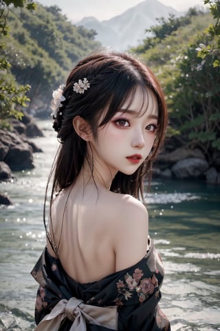 Here's a high-quality prompt for an image of Jisoo:

Capture the breathtaking beauty of Jisoo, adorned in traditional cultural dress, immersed in a serene natural landscape. Frame her half-body, with cinematic sidelighting casting warm tones on her delicate features. Her slightly upturned lips are painted with dark red lipstick, and her beautiful eyes shine bright. Her extremely delicate and detailed face is a masterpiece of aesthetics, with fair skin and ultra-fine texture resembling real-life skin. Her long hair cascades down her back in gentle waves. Focus on exquisite details, textures, and 16K resolution to create an image that radiates vibrancy and high contrast, perfect for HDR. Cinematic lighting brings out the best in Jisoo's stunning features.