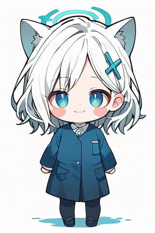 score_9,score_8_up,score_7_up, 
chibi, chibi style, 

1girl,looking at viewer,blush,smile,simple background,white background,standing,full body,hand down,shiny hair,blush stickers,no pupils,sturdy body,

shiroko_(blue_archive)

