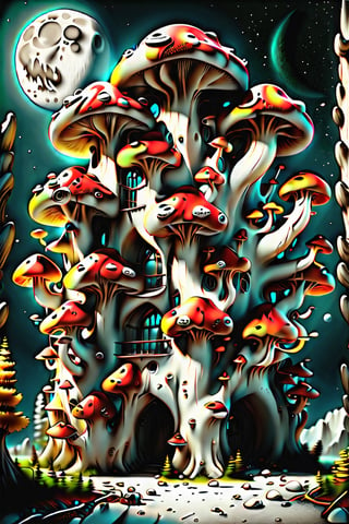 parasitic big-eyed alien mushrooms that live on the moon from a by huang guangjian and greg staples; gorgeous scenery, expansive, photograph taken on Nikon d750, serene, adobe after effects