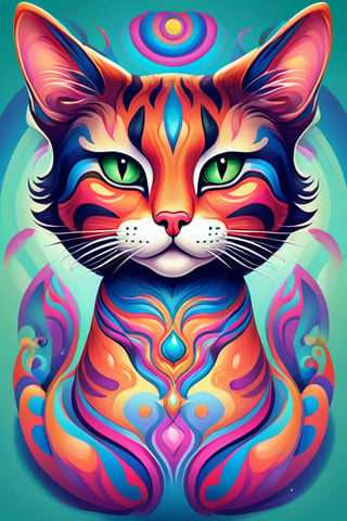 A psychedelic illustration of a beautiful perfectly smooth pussy, t-shirt design, cartoon