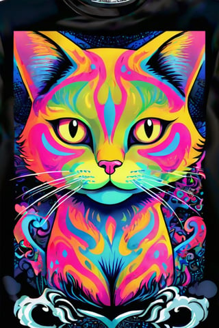 A psychedelic illustration of a beautiful perfectly smooth pussy, t-shirt design, cartoon
