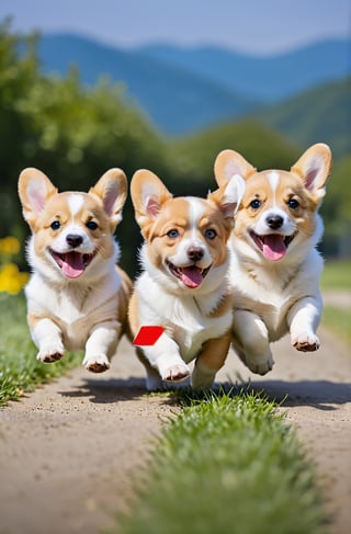 Several tiny happy welsh corgi puppies running and playing

Ultra-clear, ultra-detailed, ultra-realistic ,photo_b00ster,Korean