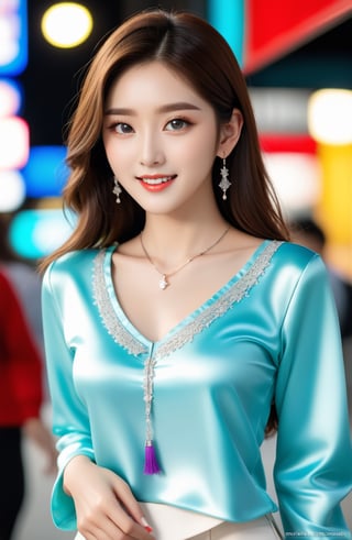 (1 22yo Korean star style), best quality, 8k, masterpiece, focus, perfect body beauty, highly detailed face and skin texture, delicate eyes, double eyelids, whitened skin,  Young beauty spirit, (bright smile), 
((The hair style and color is random, the necklace is random, the earrings are random, clothes style and color is random,  and the shoes are random, pose is random)). ((The background is to random New York's representative tourist destinations)), 
Ultra-clear, ultra-detailed, ultra-realistic, ((full body shot)), ,real_booster,Perfect skin,Pakistani Model,cutegirlmix
