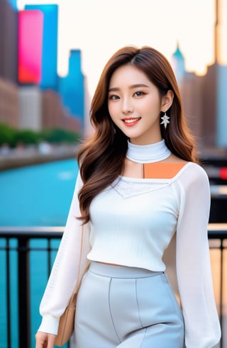 (1 22yo Korean star style), best quality, 8k, masterpiece, focus, perfect body beauty, highly detailed face and skin texture, delicate eyes, double eyelids, whitened skin,  Young beauty spirit, (bright smile), 
((The hair style and color is random, the necklace is random, the earrings are random, clothes style and color is random,  and the shoes are random, pose is random)). ((The background is to random New York's representative tourist destinations)), 
Ultra-clear, ultra-detailed, ultra-realistic, ((full body shot)), ,LinkGirl,real_booster,Perfect skin,korean girl,Pakistani Model,Wonder of Beauty,cutegirlmix