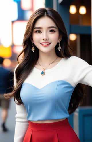 (1 22yo beauy girl), best quality, 8k, masterpiece, focus, perfect body beauty, highly detailed face and skin texture, delicate eyes, double eyelids, whitened skin,  Young beauty spirit, (bright smile), 
((The hair style and color is random, the necklace is random, the earrings are random, clothes style and color is random,  and the shoes are random, pose is random)). ((The background is to random New York's representative tourist destinations)), 
Ultra-clear, ultra-detailed, ultra-realistic, ((full body shot)), ,real_booster,Perfect skin,Pakistani Model,cutegirlmix