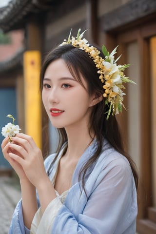 (ultra realistic,best quality),photorealistic,Extremely Realistic,in depth,cinematic light,hubggirl,

BREAK

HUBG_Rococo_Style(loanword), 1girl, hanfu, Portrait of noble and graceful goddess, dressed in blue and gold, elaborate coiffure hairstyle, dark hair, decoration, 16K, UHD, HDR, Brilliant scene with bright lights, mist, numerous decorations, joyful atmosphere, light smile,

BREAK

dynamic poses, particle effects, perfect hands, perfect lighting, vibrant colors, intricate details, high detailed skin, intricate background, realistic, raw, analog, taken by Sony Alpha 7R IV, Zeiss Otus 85mm F1.4, ISO 100 Shutter Speed 1/400, Vivid picture, More Reasonable Details
