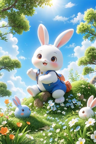 professional 3d model,anime artwork pixar,3d style,good shine,OC rendering,highly detailed,volumetric,dramatic lighting,3d\(hubgstyle)\,

A cute bunny in the grass, spring flowers and trees, blue sky, bright colors, 8k, UHD professional 3d model, anime artwork pixar, 3d style, good shine, OC rendering, highly detailed, volumetric, dramatic lighting,

beautiful colorful background,very beautiful,masterpiece,best quality,super detail,anime style,key visual,vibrant,studio anime,