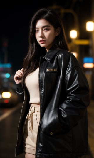 hubggirl,(Cinematic Aesthetic:1.4) Photo of a beautiful korean fashion model bokeh city night,,