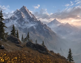 no humans,mountain, cloud, nature,skyrimlandscapes