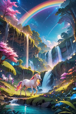 score_9, score_8_up, score_7_up, score_6_up, 
Unicorn, Rainbow Unicorn, Magic Forest, Night sky, moon, fireflies, waterfalls,
(Masterpiece, Best Quality, 8k:1.2), (Ultra-Detailed, Highres, Extremely Detailed, Absurdres, Incredibly Absurdres, Huge Filesize:1.1), (Photorealistic:1.3), By Futurevolab, Portrait, Ultra-Realistic Illustration, Digital Painting. 