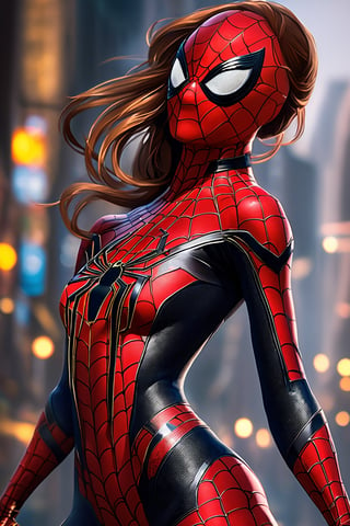 photograph of a beautiful 19 year old woman, delicate features, full body, long hair, ponytail, earrings, hair ornaments, iron spider suit, flirtatious energy, gradient burn, masterpiece nsfw, epic nsfw, funny, cute and sassy, wink, perfect aspect,perfect features, gorgeous, spidey sense,EpicLogo NSFW.dynamic lighting, strip tease,giggles, rip clothes effect