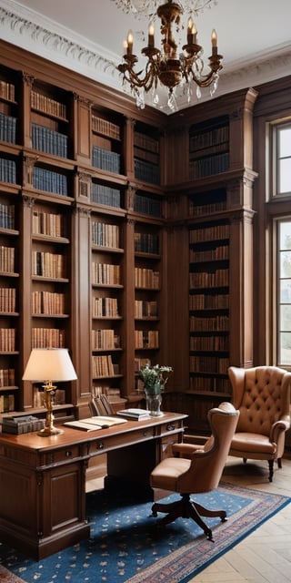 (8K, raw photo, highest quality, Masterpiece: 1.2), A luxurious Scandinavian library with small windows and huge bookshelves, a large imposing desk, a comfortable chair,
Detailed background denoting high-class, elegance, sophistication, luxury, wealth.
(The scene happens in a luxurious elegant Scandinavian library),