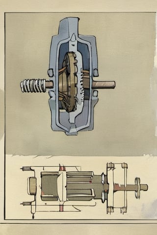 Illustration of a gearbox by David Macaulay 